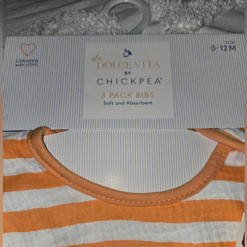 La Dolce Vita By Chickpea 3 Pack Bibs Soft Absorbant Snap Closure